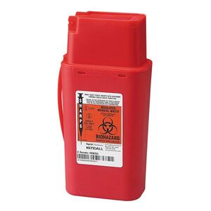 Unimed-Midwest Portable Sharp Container - 1quart - External Dimensions 8.75" Height x 4.5" Width x 2.5" Depth - Red