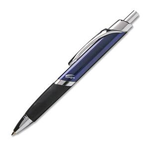 Integra Retractable Metal Barrel Ballpoint Pen - 0.7 mm Pen Point Size - Black Ink - Blue Barrel - 1 Each