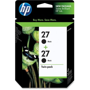 HP No. 27 Twinpack Black Ink Cartridge - Inkjet - 280 Page - Black