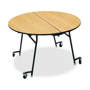 HON Cafeteria Table - Round x 29" x 0.75" - 60" - Steel - Natural Maple, Black