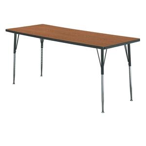 HON Rectangular Activity Table - Rectangle - 30" x 72" x 1.12" - Particleboard - Medium Oak, Black