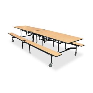 HON Cafeteria Table - Rectangle - 30" x 144" x 29" x 3.75" - Steel - Natural Maple, Lava, Black