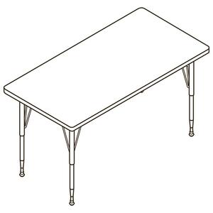 HON Rectangular Activity Table - Rectangle - 30" x 60" x 1.12" - Particleboard - Medium Oak, Black