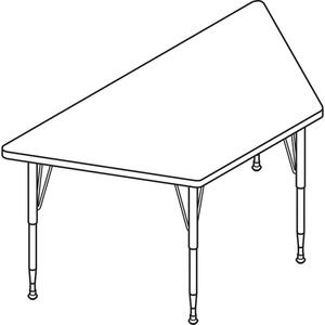 HON Trapezoid Activity Table - Rectangle - 30" x 60" x 1.12" - Particleboard - Medium Oak, Black
