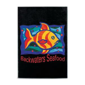 Genuine Joe Signature Logo Mat - 6' Length x 4' Width - Rubber - Assorted