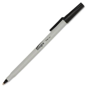 Integra Ballpoint Stick Pen - Black Ink - Light Gray Barrel - 12 Dozen