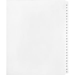 Kleer-Fax Legal 90000 Series Printed 26 - 50 Exhibit Index Divider - 25 x Tab Printed 26 - 50 - 25 Tab(s)/Set - 8.5" x 11" - White Divider - White Tab