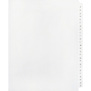 Kleer-Fax Legal 90000 Series Printed A - Z Exhibit Index Divider - 26 x Tab Printed A - Z - 26 Tab(s)/Set - 8.5" x 11" - White Divider - White Tab