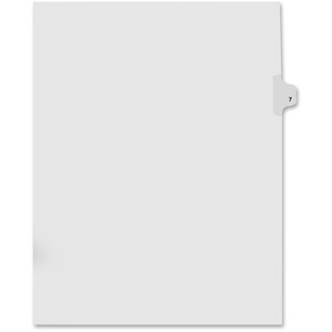 Kleer-Fax Legal 80000 Series Printed 7 Exhibit Index Divider - 1 x Tab Printed 7 - 25 Tab(s)/Set - 8.5" x 11" - 25 / Pack - White Divider - White Tab