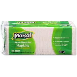 Marcal Paper Luncheon Napkin - Lunch Napkin - 1 Ply - 400 Per Pack - 12.5" x 11.25" - White