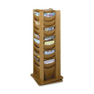 Safco Rotating Wood Display - 49.5" x 16.75" x 16.75" - 48 Pocket(s) - Wood - Mocha