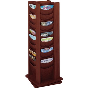Safco Rotating Wood Display - 49.5" x 16.75" x 16.75" - 48 Pocket(s) - Wood - Mahogany