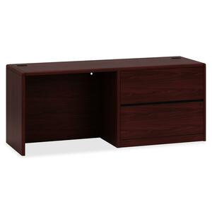 HON 92000 Series Right Pedestal Credenza - 72" Width x 24" Depth x 29.5" Height - 2 Drawer - Single Pedestal on Right Side - Double Radius Edge - Wood - Mahogany