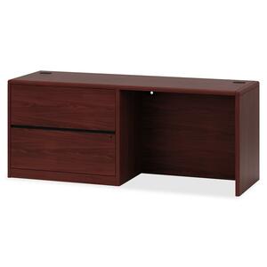 HON 92000 Series Left Pedestal Credenza - 72" Width x 24" Depth x 29.5" Height - 2 Drawer - Single Pedestal on Left Side - Double Radius Edge - Wood - Mahogany