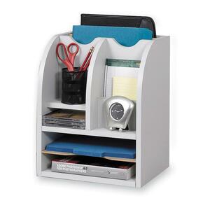 Safco 3-Way Corner Radius Organizer - 16.5" x 13.25" x 11" - 6 Compartment(s) - Wood - Gray