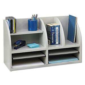 Safco 8-Compartment Desktop Organizer - 15.5" x 26" x 9.75" - 8 Compartment(s) - Wood - Gray