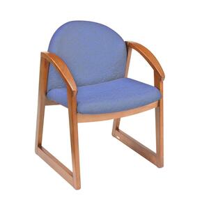 Safco Urbane Collection Guest Chair With Arms - Wood Cherry Frame22.75" x 23" x 31" - Polyester Blue Seat