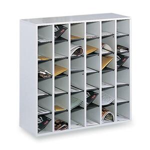 Safco Wood Mail Sorter - 33" x 34" x 12" - 36 Compartment(s) - Wood - Gray