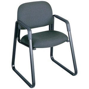 Safco Cava Collection Sled Base Guest Chair - Steel Black Frame22.5" x 24" x 32.5" - Polyester Charcoal Seat