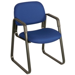 Safco Cava Collection Sled Base Guest Chair - Steel Black Frame22.5" x 24" x 32.5" - Polyester Blue Seat