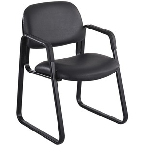 Safco Cava Collection Straight Leg Guest Chair - Steel Black Frame20" x 18" x 32.5" - Vinyl Black Seat
