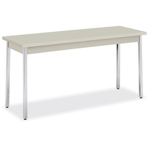 HON High-pressure Laminate Utility Table - Rectangle - 60" x 20" x 29" - Chrome, Metal, PVC, Steel - Light Gray