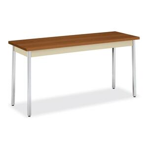 HON High-pressure Laminate Utility Table - Rectangle - 60" x 20" x 29" x 1.25" - Chrome, Metal, PVC, Steel - Medium Oak