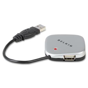 Belkin 4 Port USB 2.0 Ultra Mini Hub - 4 x 4-pin USB 2.0 USB Downstream, 1 x 4-pin USB 2.0 USB Upstream - External