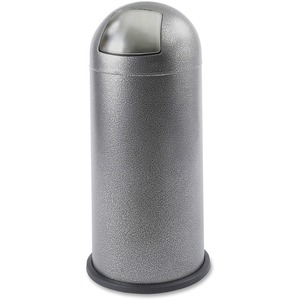 Safco Speckle Push Top Dome Receptacle - 15gal Capacity - 8.5" Opening Diameter - 37" Height x 16.5" Width x 16.5" Depth - Black