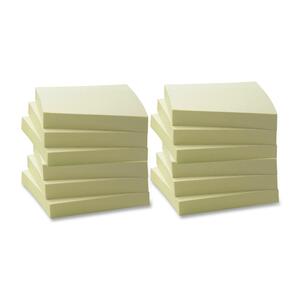 Sparco Recycled Paper Note Pads - 100 Sheet(s) - 3" x 3" - 12 / Pack - Yellow