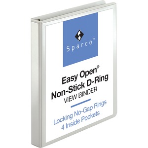 Sparco Locking D Ring Binder - Letter - 8.5" x 11" - 1" Capacity - 1 Each - White