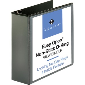 Sparco Locking D Ring Binder - Letter - 8.5" x 11" - 4" Capacity - 1 Each - Black