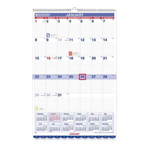 At-A-Glance Wall Calendar with Additional Feature - Monthly - 12" x 17" - January till December - 1 Month Per 1 Page(s) - Chipboard Back, Paper - White, Cream