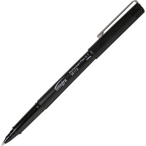 Integra Smooth Writing Roller Ball Pen - 0.7 mm Pen Point Size - Black Ink - Black Barrel - 1 Dozen