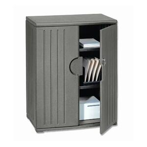 Iceberg Officeworks Storage Cabinet - 36" x 22" x 46" - Polyethylene - 2 x Shelf(ves) - Dent-proof, Scratch-resistant, Security Lock, Chemical Resistant - Charcoal