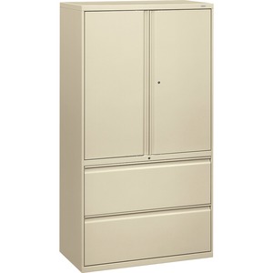 800 Series 2 Drawer, 2 Shelf Putty Storage Cabinet