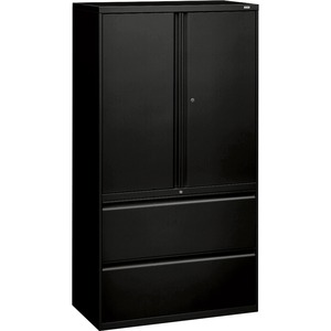 800 Series 2 Drawer 3 Shelf Black Storage Cabinet