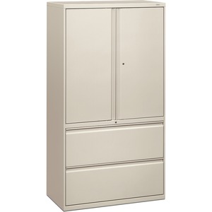 800 Series 2 Drawer, 2 Shelf Light Gray Storage Cabinet