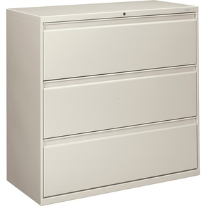HON 800 Series Wide Lateral File - 42" x 19.25" x 41" - Steel - 3 x File Drawer(s) - Legal, Letter - Interlocking - Light Gray