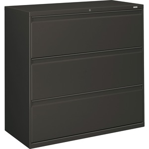 HON 800 Series Wide Lateral File - 42" x 19.25" x 41" - Steel - 3 x File Drawer(s) - Legal, Letter - Interlocking - Charcoal