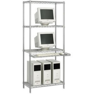 Safco Wire Lan System Stand30" x 29" x 73" - Steel - 3 x Shelf(ves) - Gray