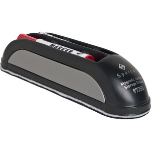 Sparco Magnetic Marker Board Erasers - Replaceable Pad, Built-in Marker Storage - Black