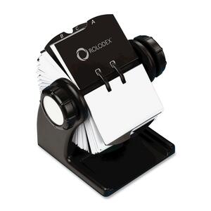 Rolodex WoodTones Rotary Business Card File - 400 Card - 24 A-Z index tabs - Black