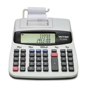Victor PL3000 Commercial Printing Calculator - 3 Line(s) - 12 Character(s) - LCD - AC Supply Powered - 8.5" x 7" x 2.25" - Gray