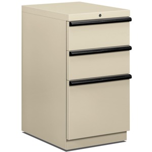 HON Brigade D Pull File Cabinet - 15" x 20" x 28" - 2 x Box, 1 x File Drawer(s) - Security Lock - Putty