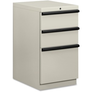 HON Brigade D Pull File Cabinet - 15" x 20" x 28" - 2 x Box, 1 x File Drawer(s) - Security Lock - Light Gray