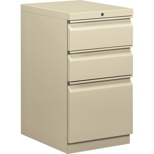 HON Brigade Series Mobile Pedestal - 15" x 20" x 28" - 2 x Box, 1 x File Drawer(s) - Legal, Letter - Security Lock - Putty