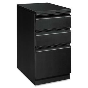 HON Brigade Series Mobile Pedestal - 15" x 20" x 28" - 2 x Box, 1 x File Drawer(s) - Legal, Letter - Security Lock - Black