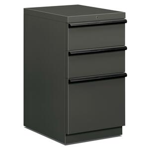 HON Brigade D Pull File Cabinet - 15" x 23" x 28" - 2 x Box, 1 x File Drawer(s) - Security Lock - Charcoal