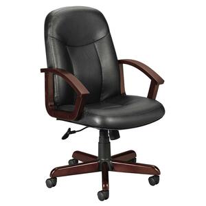 Basyx VL801 Mid-Back Chair - Wood Frame26" x 33.5" x 43" - Leather Black Seat